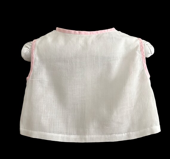 Size 3 - 6 Months White Cotton w/ Pink Trim Diape… - image 3