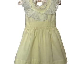 Size 2 Tiny Town Togs Yellow Cotton Baby Girl Toddler Pinafore w/ Ties 4357246628