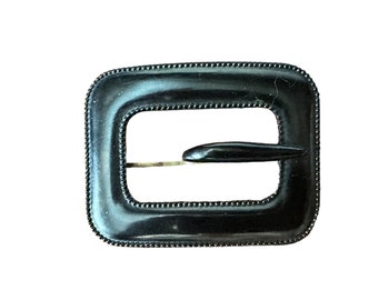 Antique Victorian Black Enamel BUCKLE Mourning Brooch Pin 1397184284