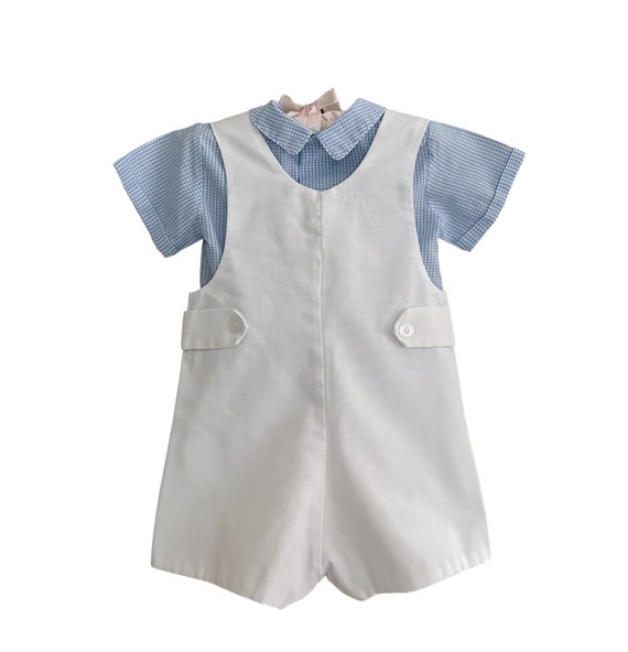 Size 18 Months White & Blue Applique Boys Romper … - image 5