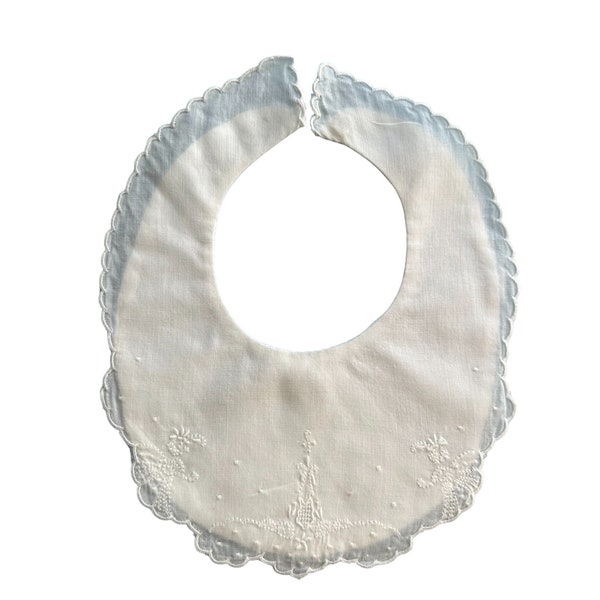 White Cotton Batiste Embroidered Baby Bib 1656248581