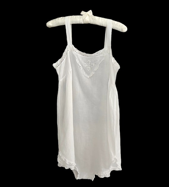 Size 36 Antique White Step In Camisole Chemise Te… - image 2