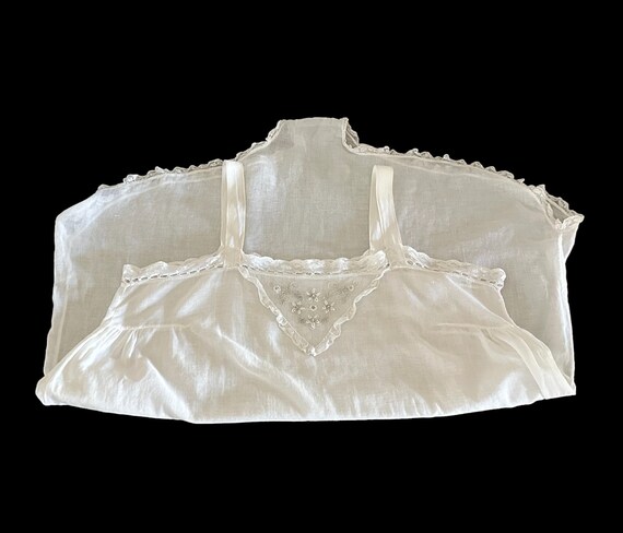 Size 36 Antique White Step In Camisole Chemise Te… - image 5