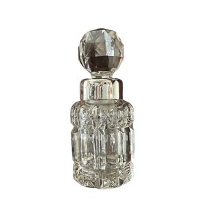 Antique Cut Glass Perfume Bottle with Sterling Silver Collar