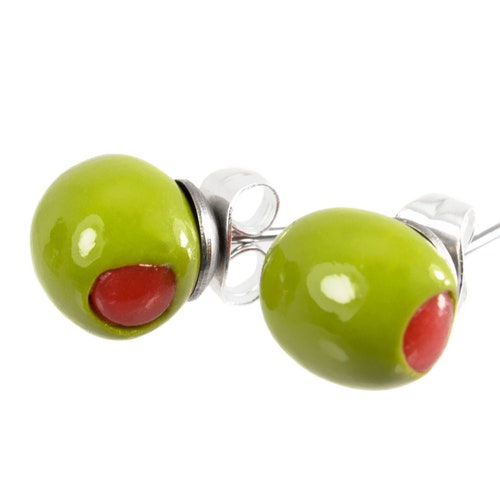 MARTINI OLIVE Earrings Green Olives Skewer Cute and Quirky Etsy