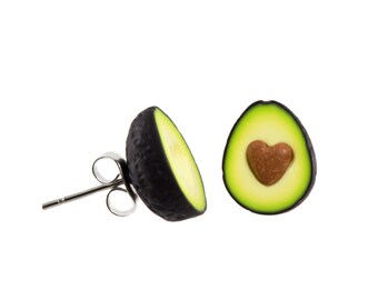 Avocado Stud Earrings heart seed