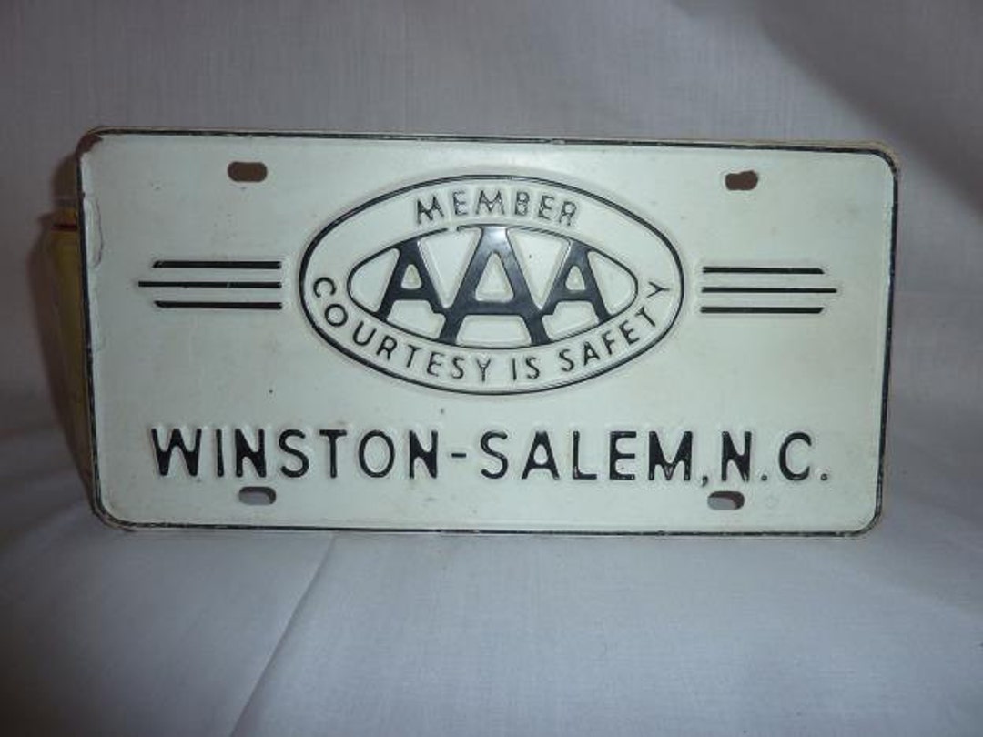 Vintage Auto Club License Plate Winstonsalem, N.C. AAA Etsy