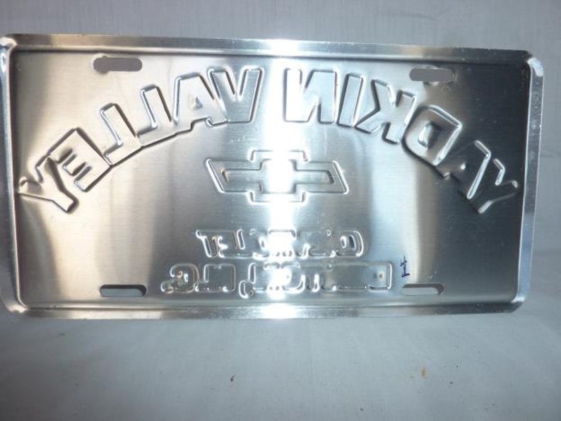Vintage Chevrolet Dealer License Plate Yadkin Valley, Denton, North