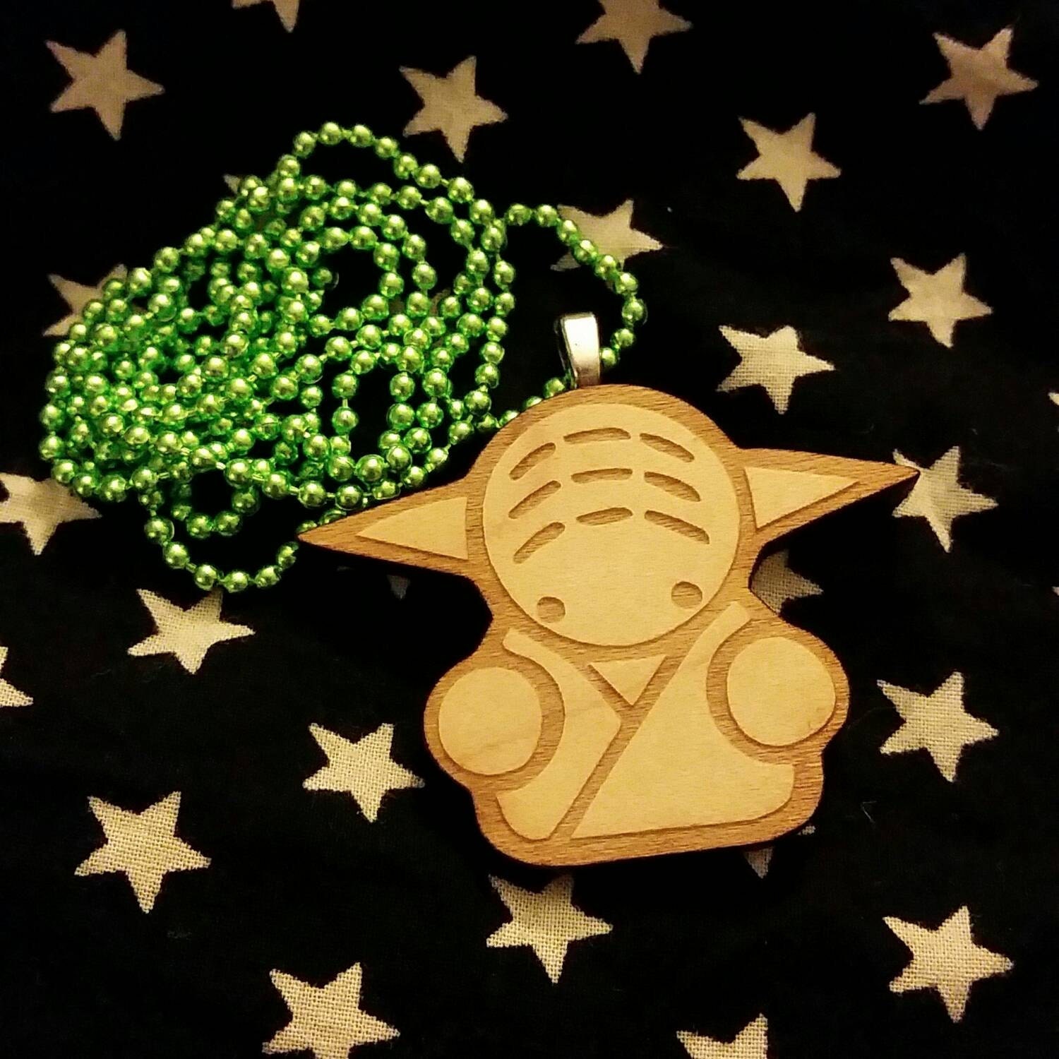 Yoda inspired Wooden Necklace Yoda Necklace Star Wars Etsy