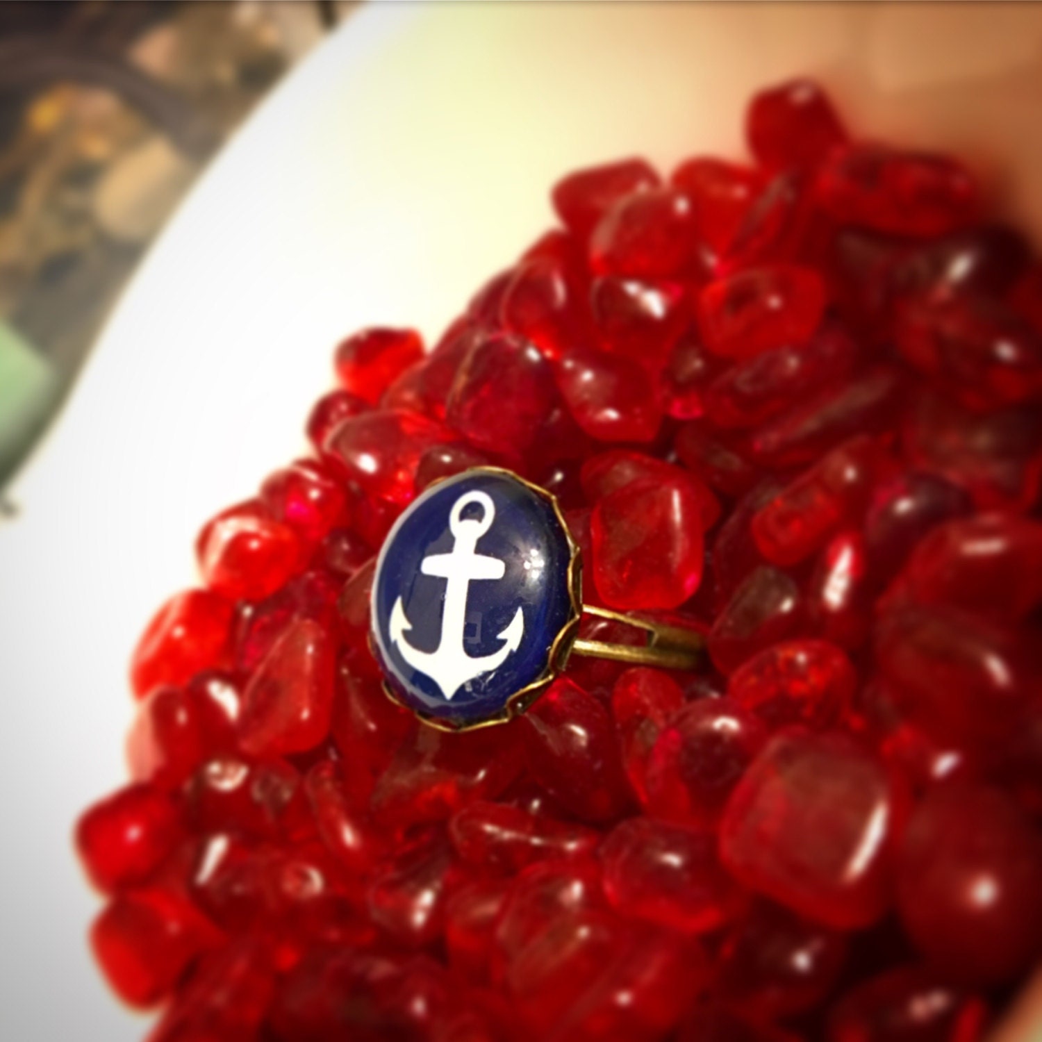 Anchor Ring Nautical Anchor Ring Navy and White Anchor Ring Etsy Canada