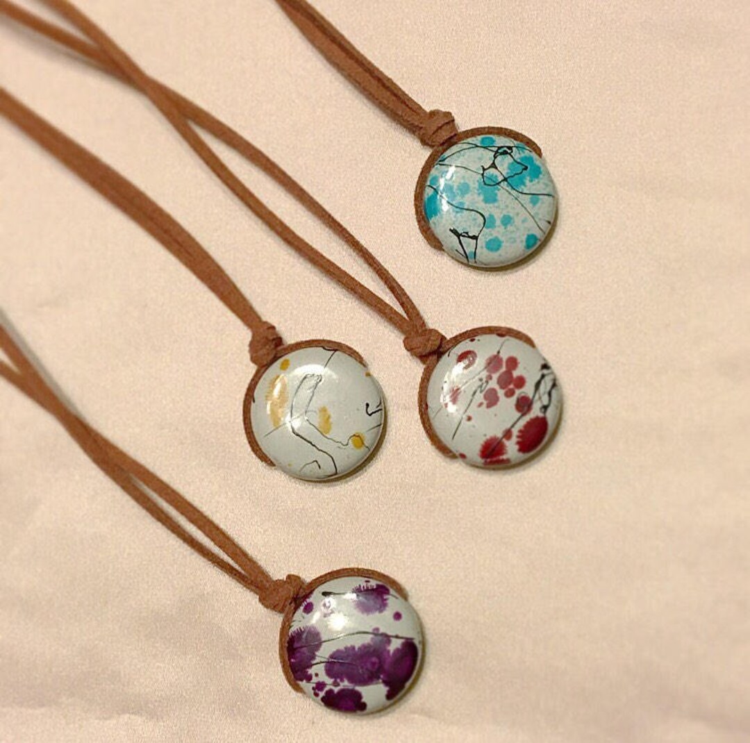 Paint Splatter Bead Necklace, Turquoise Bead Necklace, Red Bead