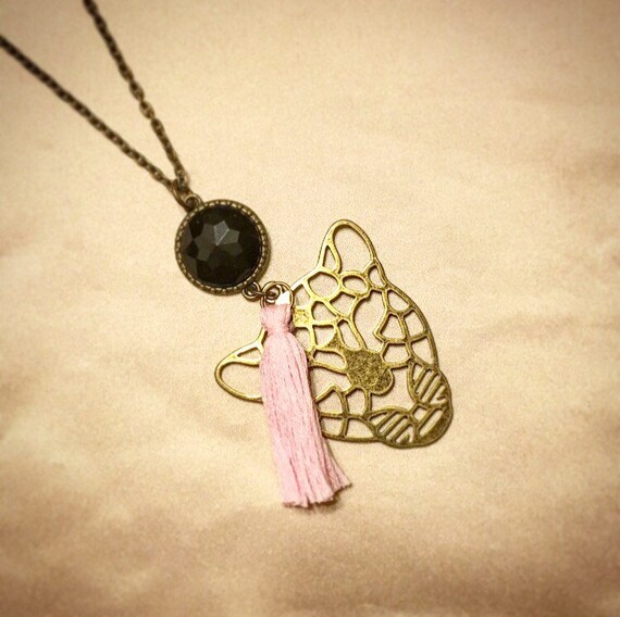 Cheetah tassel best sale necklace
