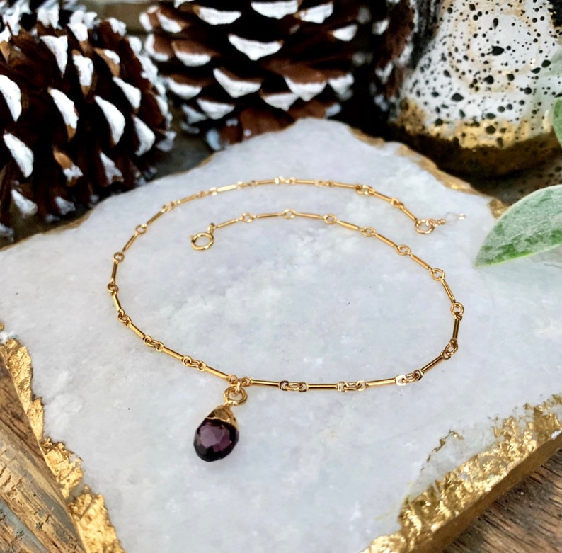 Crystal Birthstone Ankle Bracelet Moonstone Amethyst Gemstone Anklet