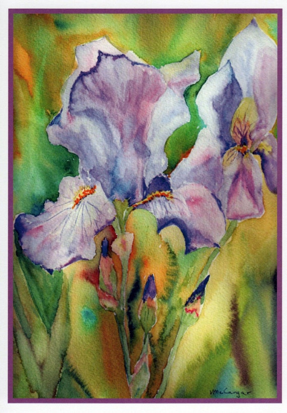 Iris Watercolor Notecards: All-Occasion Flower Card Set