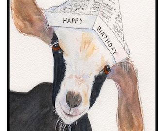Watercolor Birthday Goat Cards - Four-Pack