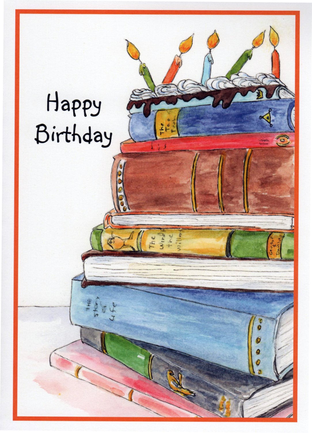 Birthday Book Cake Stack Of Books Candles Birthday Cake Etsy