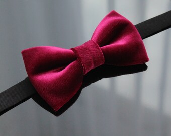 Burgundy velvet bow tie | Marsala bow ties | Dark red bow tie | Gift for best friend | Personalized Valentines gift | Valentine gift for him