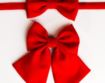 Red matching bow tie Family gift 1st anniversary gift Matching family Gift for couple  Matching couple  Noeud papillon Family outfit Bow tie