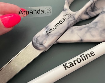 Personalized, Transparent, Waterproof Name Stickers for School or Camp, name label