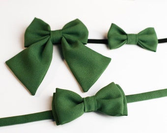Green matching family bow tie set Gift for family  Anniversary gift Matching outfits Family outfits Family bow tie picture Family gift idea