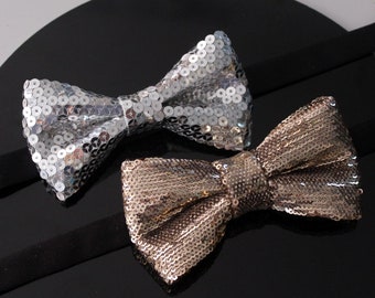 Gold sequin bow tie | Silver sequin | Gold silver glitter bowtie | Wedding bow tie | Sequin bow tie | Personalize label bow tie | Rose gold