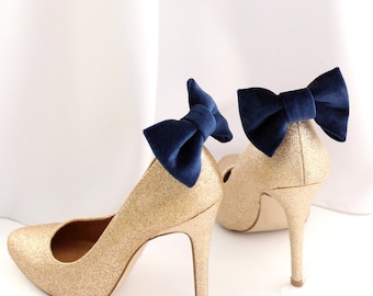 Dark blue shoe clips | Wedding shoe clips | Velvet bow clip | Bridal shoe clips | Bow shoe clips | Wedding accessories | Bridesmaids | Bride