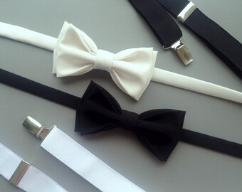 White Bowtie | Black bowtie | Groom's Bowtie | Bowtie For The Groom | Ring bearer bow tie | Graduation bowtie | Men's Gift | Tuxedo Tie