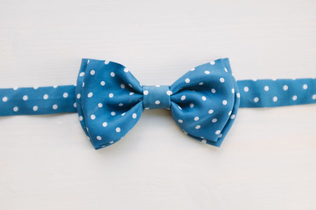 Blue Polka Dot Bow Tie Light Blue Bow Tie Wedding Bowtie Baby Etsy