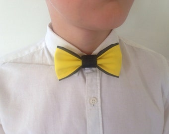 Yellow gray bow tie | 1st birthday outfit | Bow tie baby shower | Baptism gift boy | Baby bow tie | Bow tie boys | Toddler kids bow tie