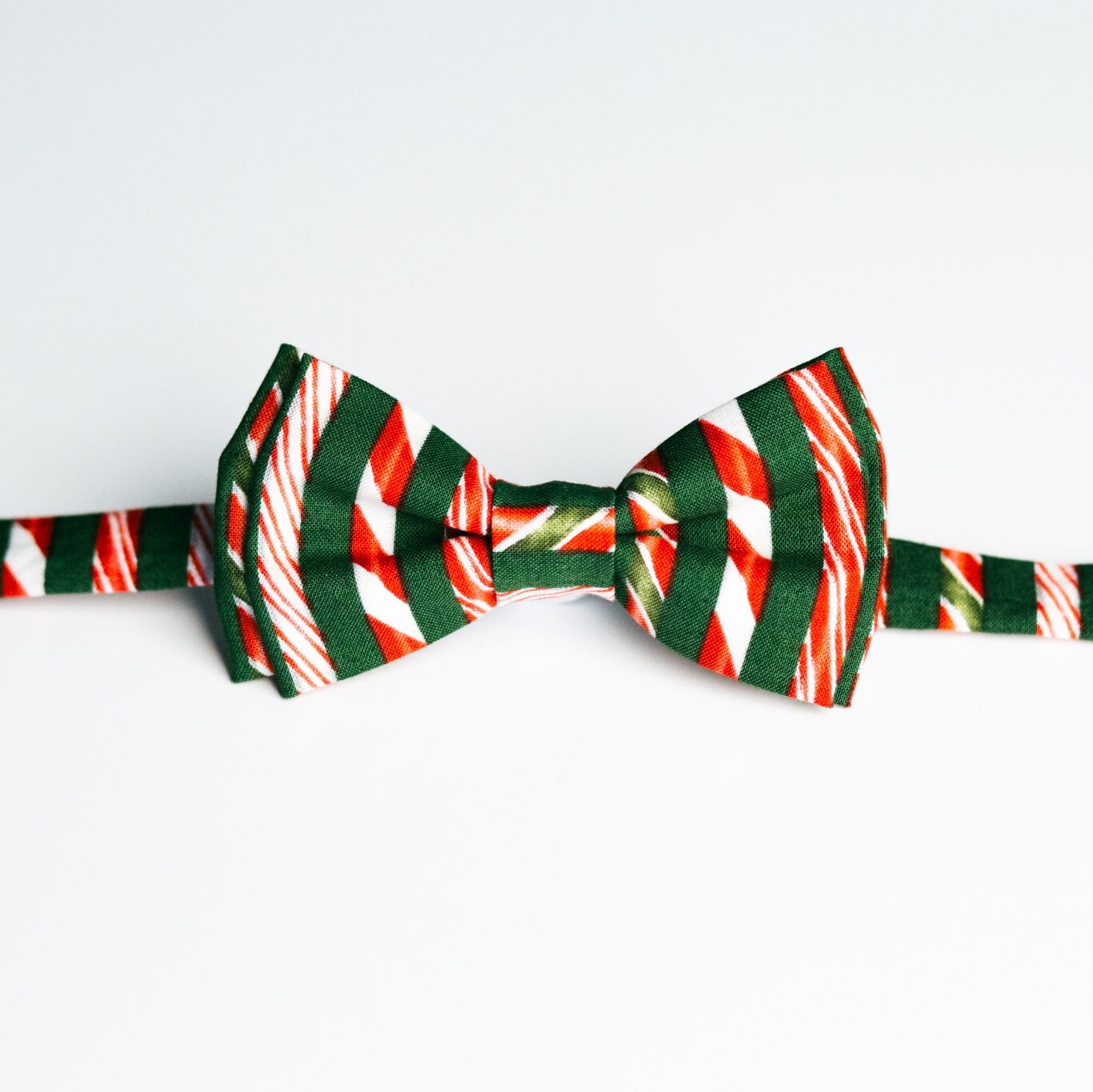 Christmas candy bow tie Candy cane green bow tie Green red Etsy
