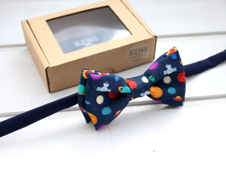 Gift for him Christmas gift Cosmos scientist bow tie Colourful bow tie Graduation bow tie Playful space pre-tied bow tie