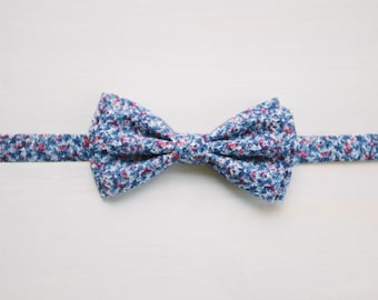Liberty style bow tie | Elegant blue and red bow tie | Liberty fabric bow tie boy | Cotton bow tie | Wedding boho bowtie | Baptism bow tie