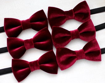 Burgundy wedding bow ties | Groom velvet bowtie | Marsala wedding | Dark red bow tie | Rustic, wine, autumn or fall wedding | Noeud papillon