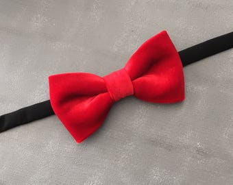 Red velvet bow tie | Red bow ties for men | Gift for best friend | Personalized Valentines gift | Velvet kid bow tie | Valentine for him