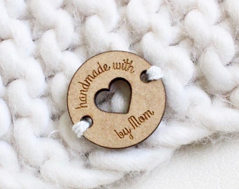 Personalized wooden tag for handmade items, crochet and knitted items with custom name