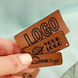 Custom Faux Leather Sewing Labels with Engraved Logo - Handmade Items