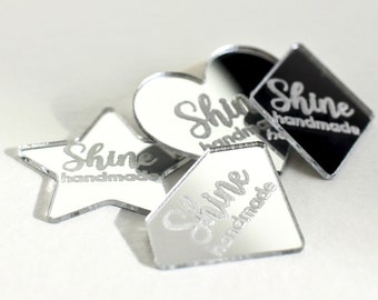 Tags for Tumblers in Gold and Silver with custom logo, custom embellishment for handmade items