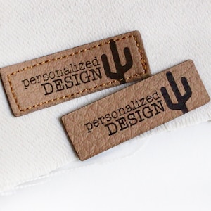 Faux leather labels with custom logo - size 1.5x0.5" - custom text or name