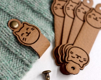 Leather Tags for Handmade Items, Knits and Crochet Labels, Faux Leather  Cinnamon Color With Personalized Name 