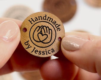 Personalizowane metki do robótek na drutach i szydełku – personalizowana sztuczna skóra – 2,5 cm