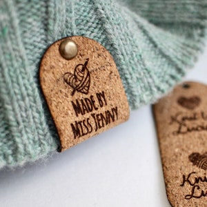 Cork faux leather tags 2.5x1 inches, set of custom tags, personalized with your name or logo image 1