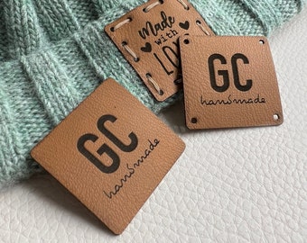 Leatherette custom Logo Labels for handmade items