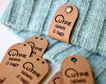Custom Crochet faux leather tags - 2.5x0.8 inches - personalized with custom logo or text for knits, crochet and handmade brands
