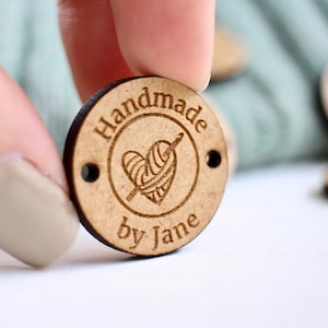 Custom wooden buttons for Handmade items - Add your name - size 1 inch