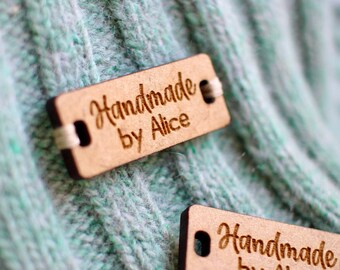 Wood tags for handmade items with custom name