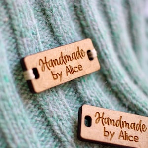 Wood tags for handmade items with custom name