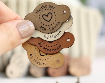 Custom Tags for Knitters and Crocheters - Personalized Faux Leather Labels with Rivets
