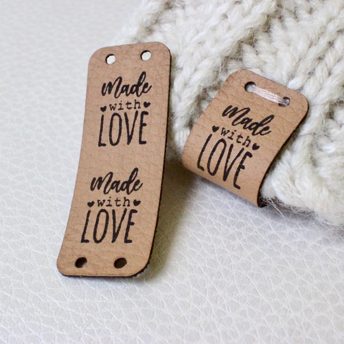 Made With Love Faux Leather Labels for Handmade Items Tan Etsy