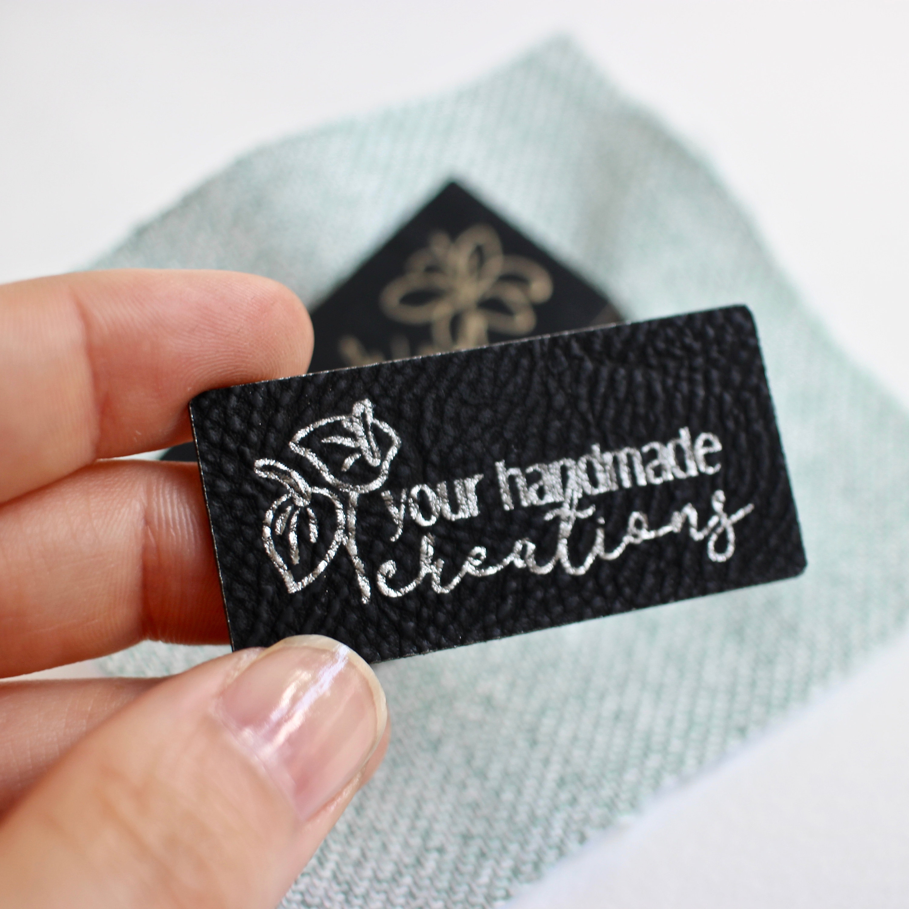 Black custom tags for handmade items - size 2x1 - Gold or Silver letters -  Personalize with custom logo or text.