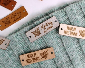 Made by labels for handmade items or knits, size 1.5x0.5" - add your custom name or text